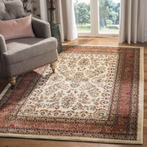 safavieh lyndhurst collection area rug - 9' x 12', ivory & rust, traditional oriental design, non-shedding & easy care, ideal for high traffic areas in living room, bedroom (lnh331r)