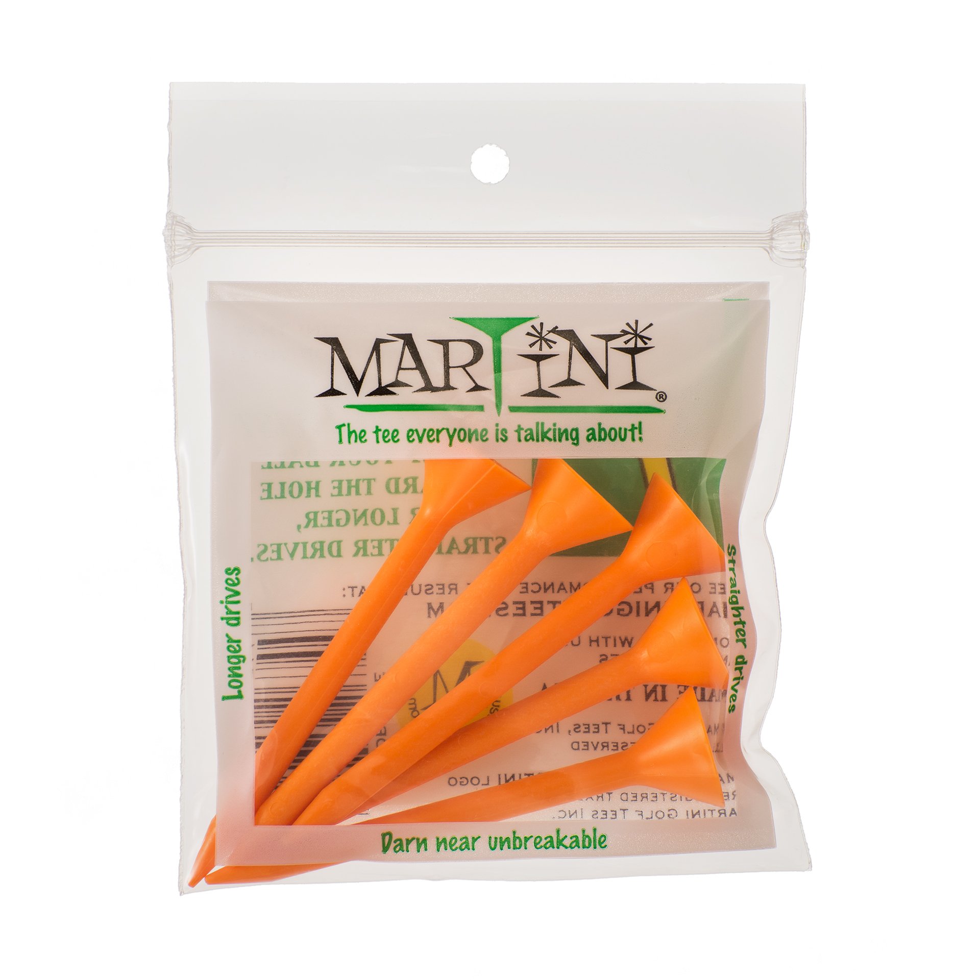 ProActive Sports Martini Golf 3-1/4" Durable Plastic Tees 5-Pack (Orange)