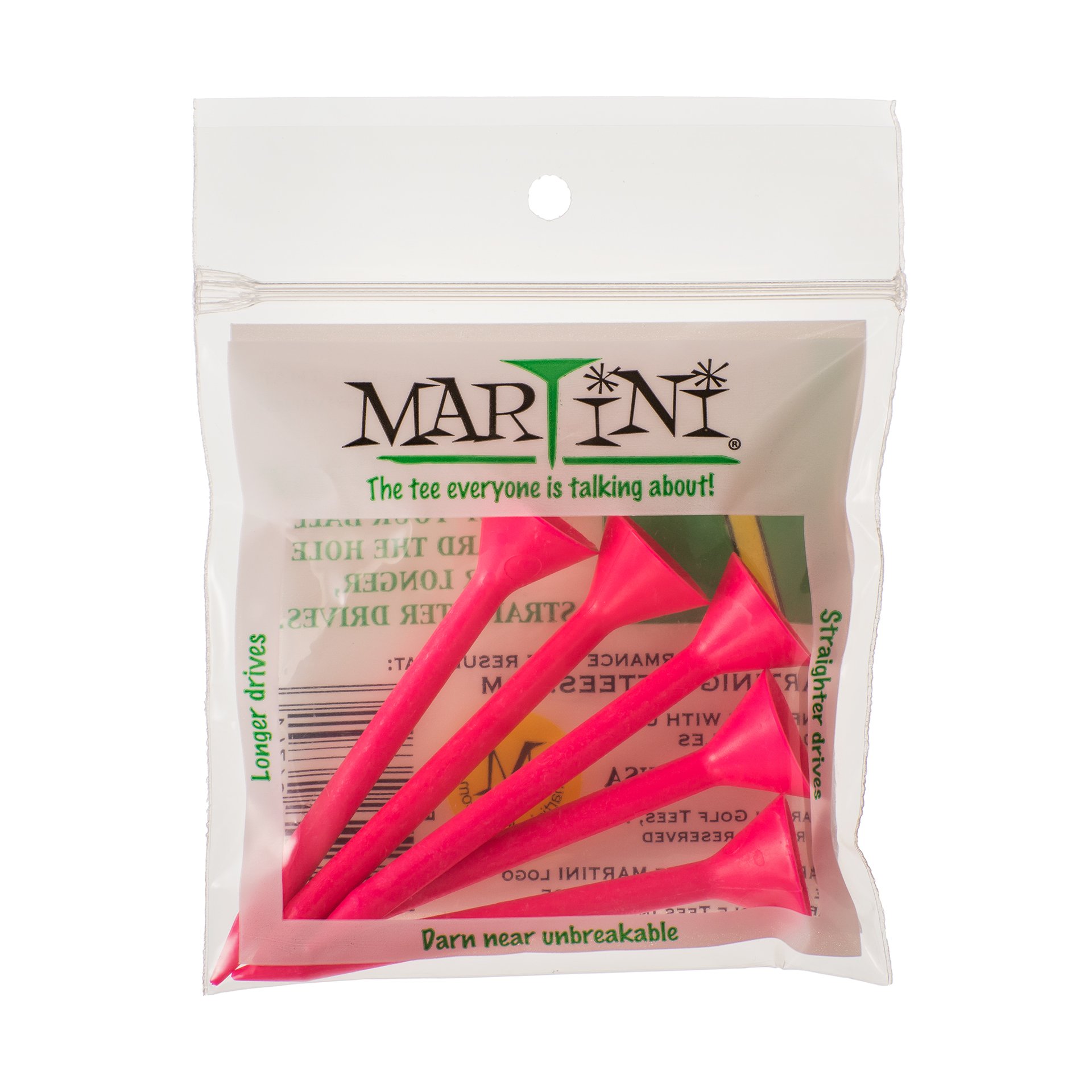 ProActive Sports Martini Golf 3-1/4" Durable Plastic Tees 5-Pack (Pink)