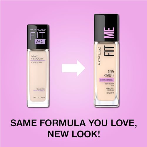 Maybelline Fit Me Dewy + Smooth Liquid Foundation Makeup, Classic Ivory, 1 Count (Packaging May Vary)