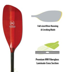 Werner Paddles Powerhouse Fiberglass Whitewater Kayak Paddle-BS-194cm