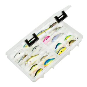 plano elite series crankbait stowaway 3700, large, transparent, holds up to 20 individual large crankbait lures, tangle-free bait tackle storage and organizer, utility boxes for fishing