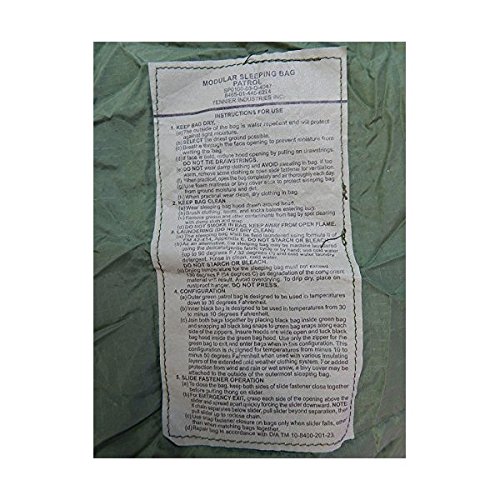 USMC MILITARY MODULAR SYSTEM- GREEN PATROL SLEEPING BAG