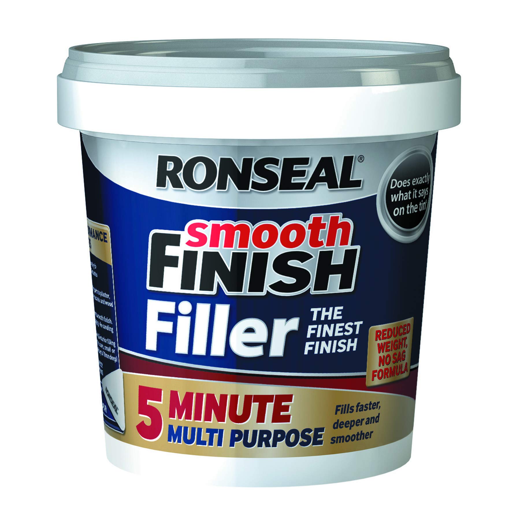 Ronseal 5MF600ML 600ml Smooth Finish 5 Minute Multi-Purpose Filler Tub