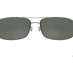 Ray-Ban Men's RB3445 Rectangular Sunglasses, Gunmetal/Dark Green, 61 mm