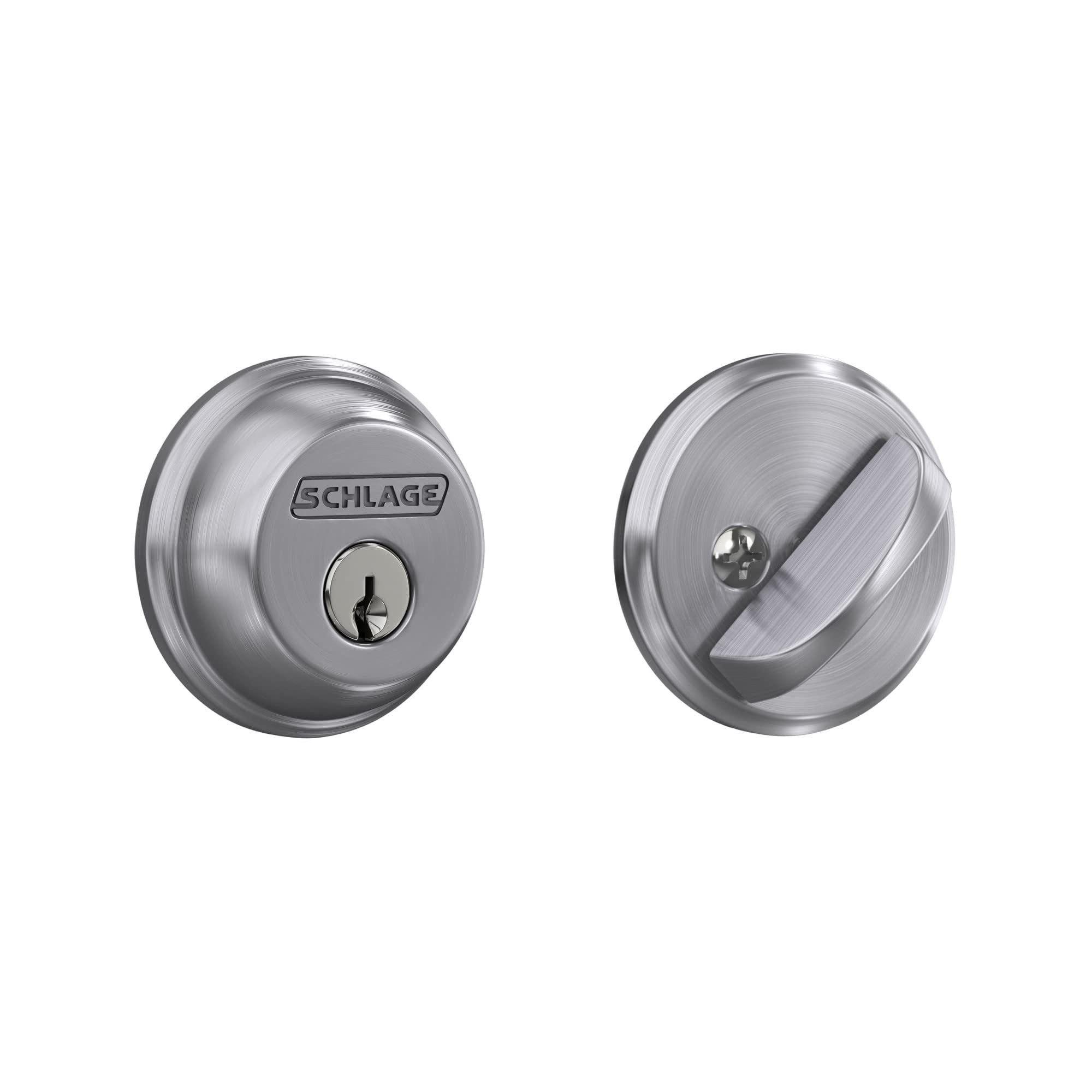 Schlage B60 N 626 Deadbolt, Keyed 1 Side, Highest Residential Security, Satin Chrome