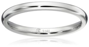 surgical stainless steel 2mm domed wedding band thumb/toe ring comfort-fit high polish, size 9