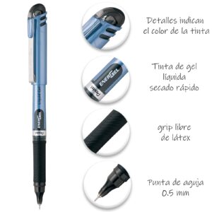 Pentel EnerGel NV Liquid Gel Pen, 0.5mm, Needle Tip, Black Ink, 2 Pack (BLN15BP2A)