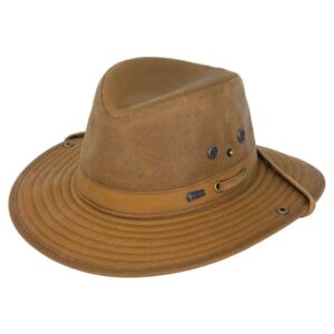 Outback Trading Standard 1497 River Guide UPF 50 Waterproof Breathable Outdoor Cotton Oilskin Hat, Field Tan, Large