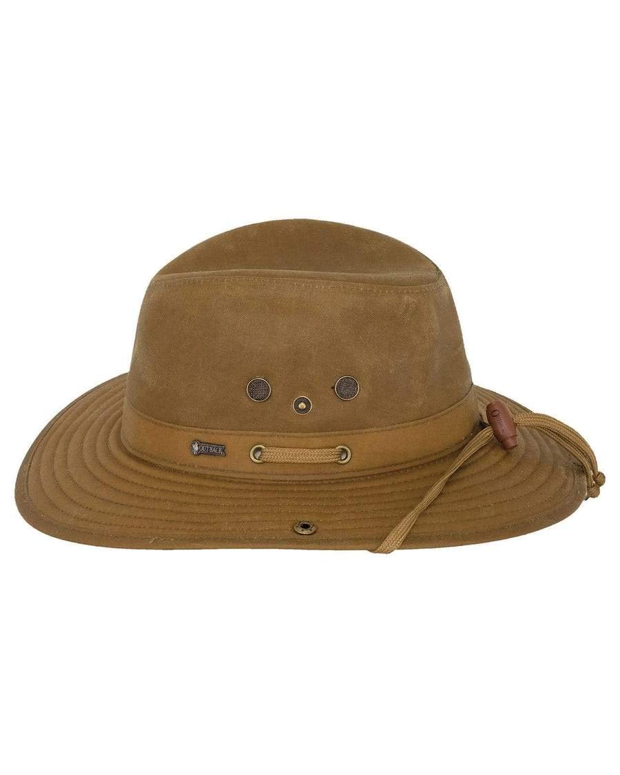 Outback Trading Standard 1497 River Guide UPF 50 Waterproof Breathable Outdoor Cotton Oilskin Hat, Field Tan, Large