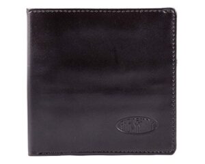 big skinny men's world leather bi-fold slim wallet, holds up to 35 cards, black