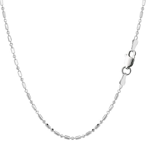 Jewelry Affairs Sterling Silver Rhodium Plated & Diamond Cut Bead Chain Necklace, 20"