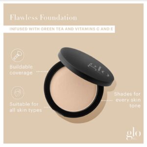 Glo Skin Beauty Pressed Base Powder Foundation Makeup (Natural Medium) - Flawless Coverage for a Radiant Natural, Second-Skin Finish