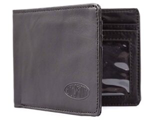 big skinny men's slimline leather bi-fold slim wallet, holds up to 25 cards, one size, black