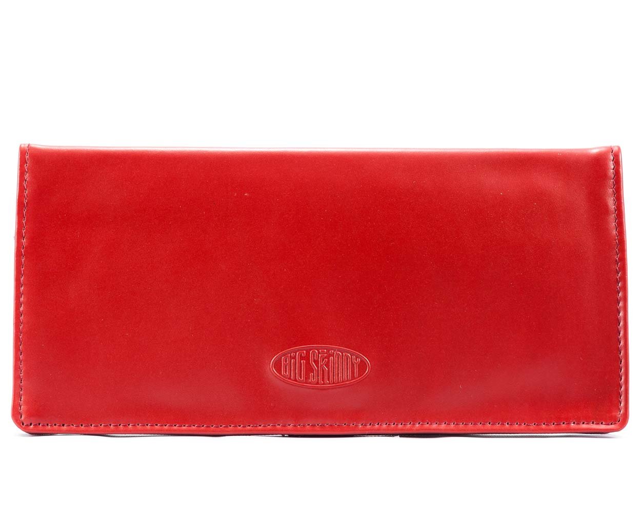 Big Skinny Women's Executive Leather Bi-Fold Checkbook Slim Wallet, Holds Up to 40 Cards, Red