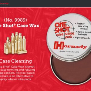 Hornady One Shot Case Sizing Wax, 2.25 Oz – Wipes Off Easily, No Sticky Residue – Straightforward Reloading, Makes Sizing Cases Smooth and No Trouble – an Alternative to Spray Lube or Lube Pads