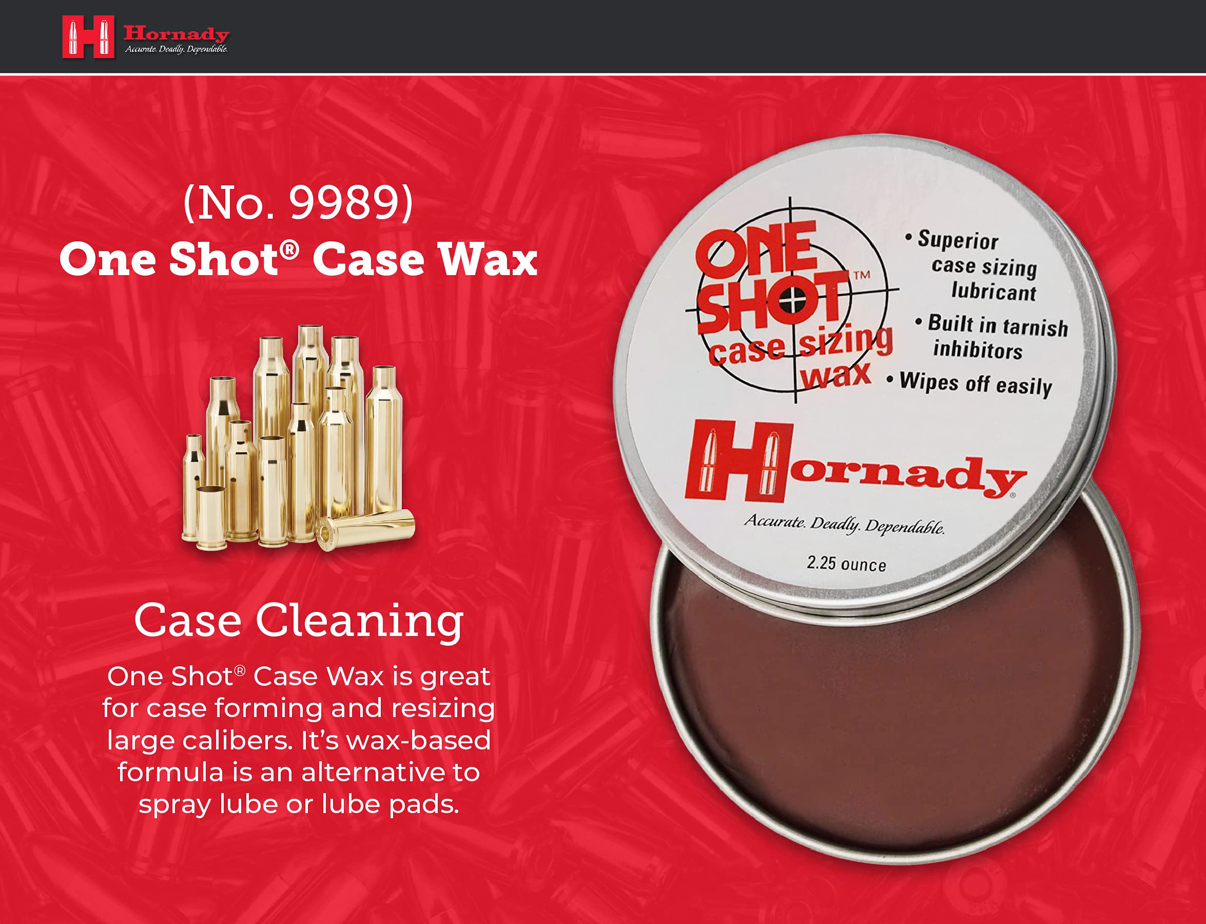 Hornady One Shot Case Sizing Wax, 2.25 Oz – Wipes Off Easily, No Sticky Residue – Straightforward Reloading, Makes Sizing Cases Smooth and No Trouble – an Alternative to Spray Lube or Lube Pads