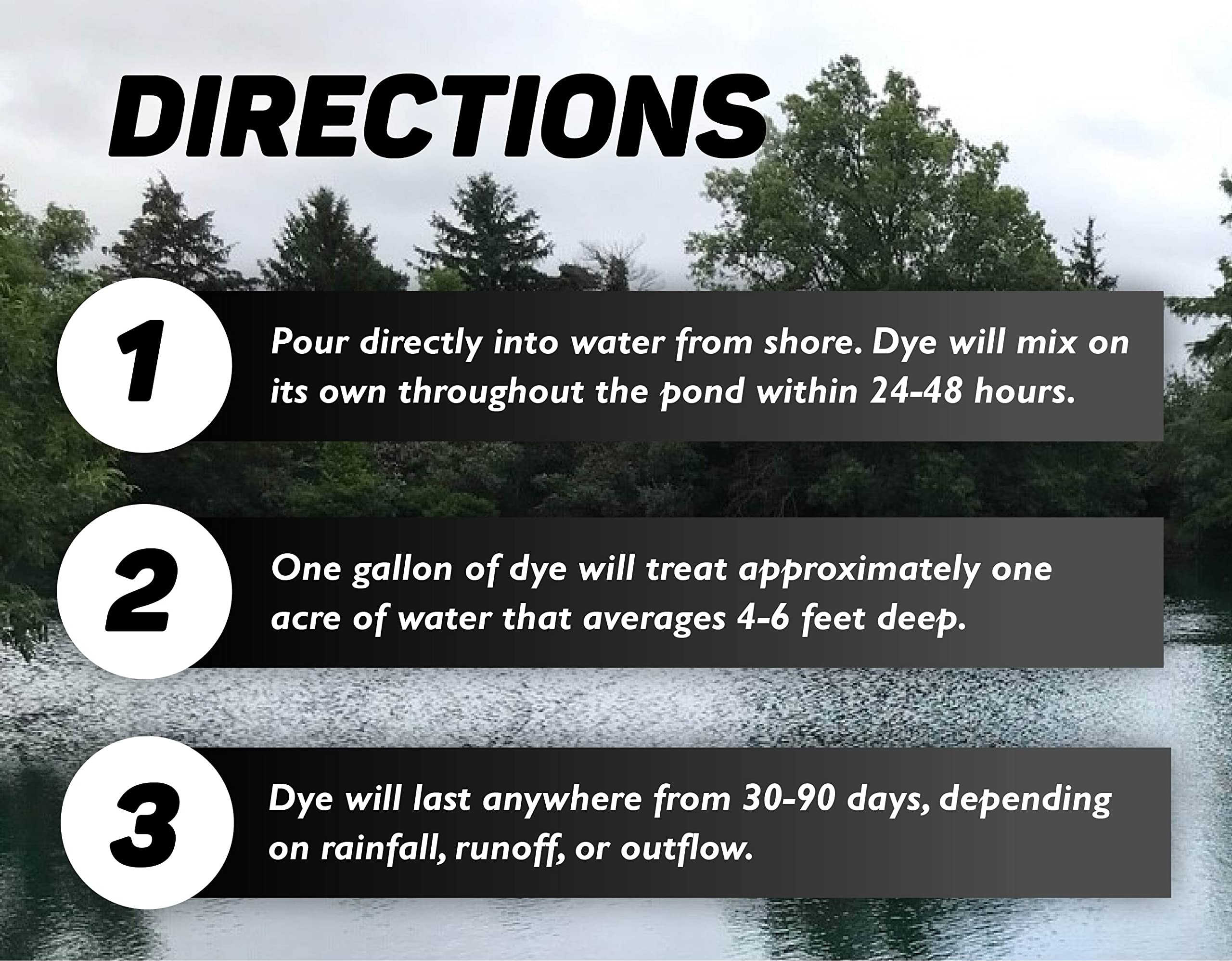 Sanco Industries Black Out Lake and Pond Dye - One Gallon of Professional Lake & Pond Dye – Treats Up to 1 Acre – Deep Black Color - Safe for Fish, Wildlife, Pets & Children