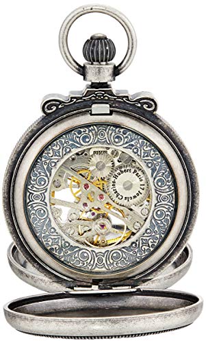 Charles-Hubert, Paris 3867-S Classic Collection Antiqued Finish Double Hunter Case Mechanical Pocket Watch