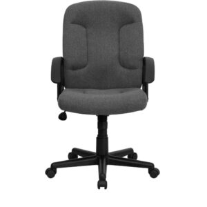 Flash Furniture Garver Mid-Back Gray Fabric Executive Swivel Office Chair with Nylon Arms