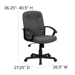 Flash Furniture Garver Mid-Back Gray Fabric Executive Swivel Office Chair with Nylon Arms