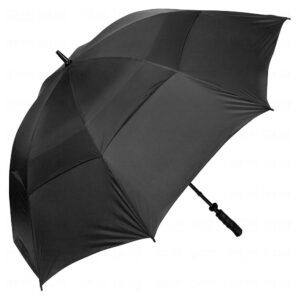 proactive sports 62” wind-cheater vented double canopy windproof golf umbrella (solid black)