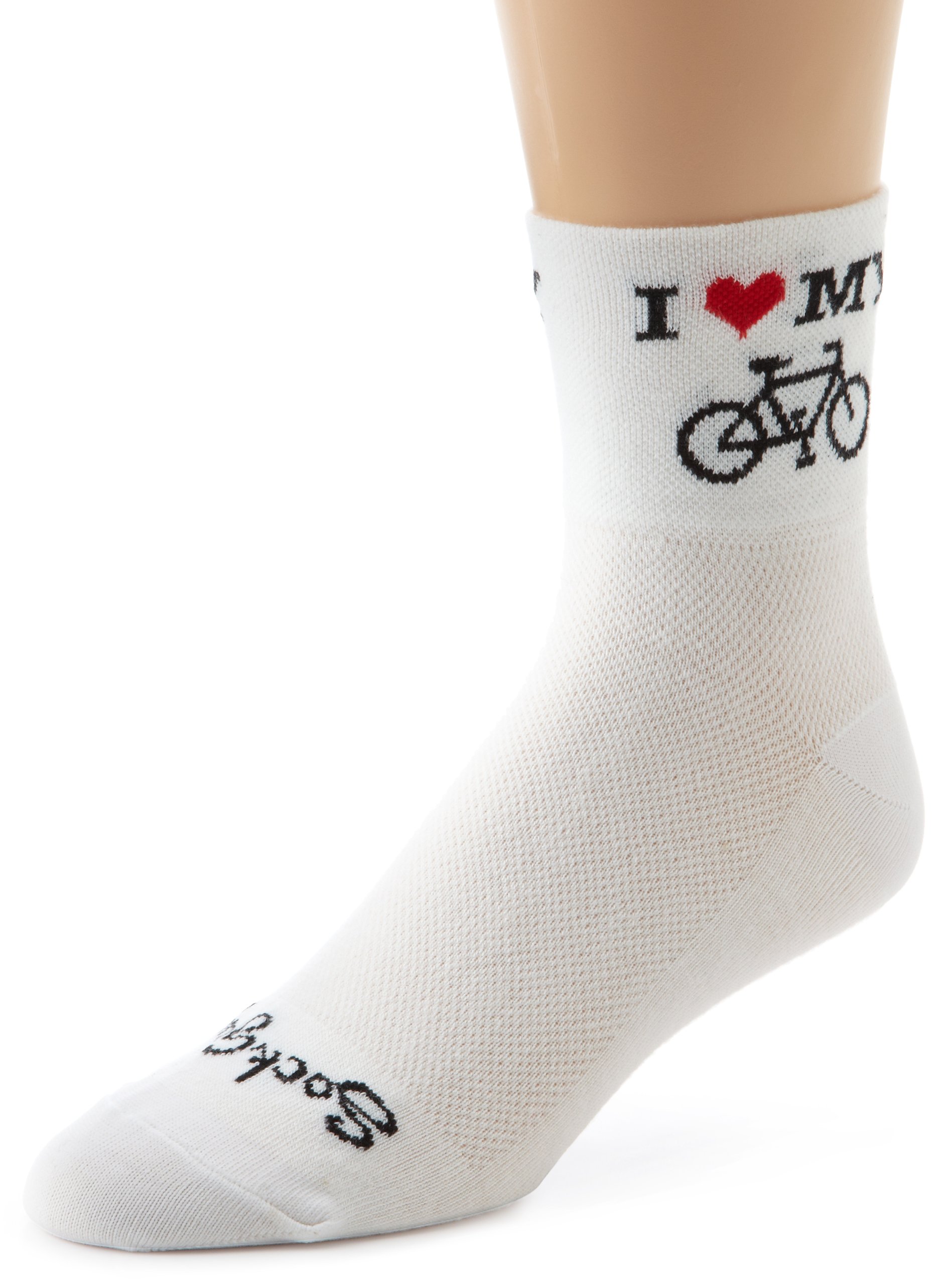 SockGuy, Men's Classic Weight Socks, 3-Inch Cuff Height - Large/X-Large, Heart My Bike