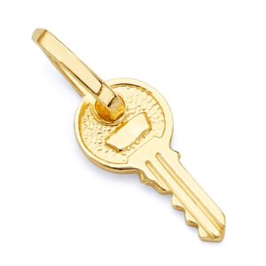 14k real yellow gold tiny key charm pendant