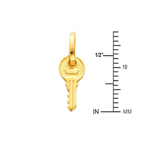 14k REAL Yellow Gold Tiny Key Charm Pendant