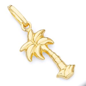 14k real yellow gold palm tree charm pendant