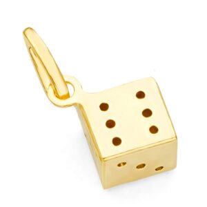 14k REAL Yellow Gold Tiny Dice Charm Pendant