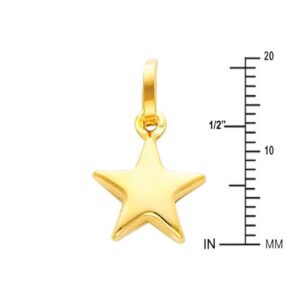 14k REAL Yellow Gold Star Charm Pendant