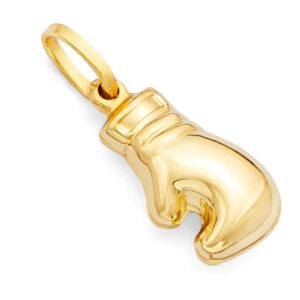 14k real yellow gold boxing glove charm pendant