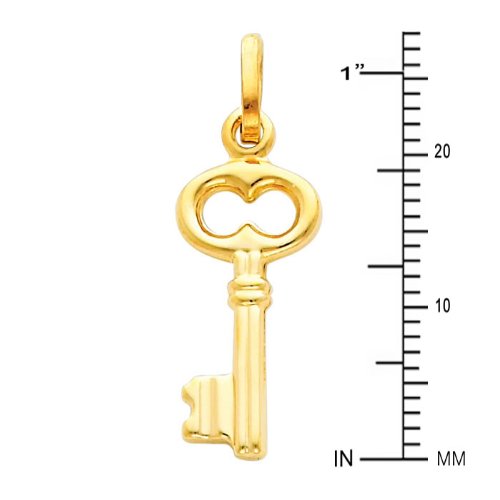 14k REAL Yellow Gold Key Charm Pendant