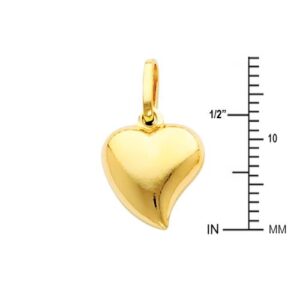 14k REAL Yellow Gold Heart Charm Pendant