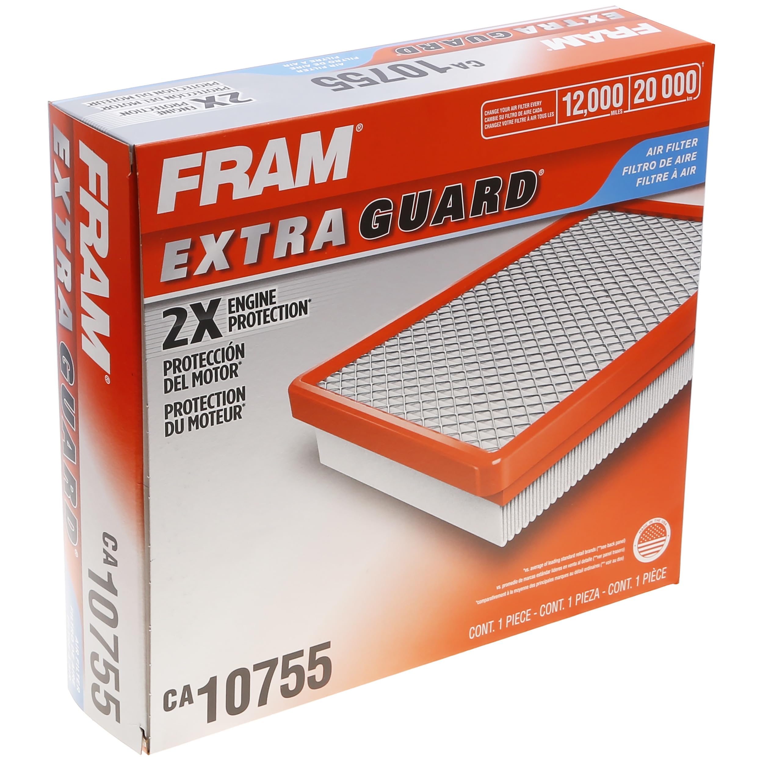 FRAM Extra Guard CA10755 Replacement Engine Air Filter for Select Lexus, Toyota, Jeep and Dodge Models, Provides Up to 12 Months or 12,000 Miles Filter Protection