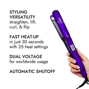 ion Titanium Gator Digital Flat Iron, 1 inch, Straighten, Curl, or Flip Hair, Heats up to 450°F, Digital Display, Dual Voltage