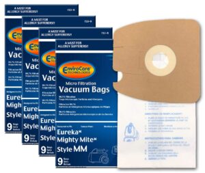 envirocare replacement micro filtration vacuum cleaner bags made to fit eureka style mm 60297a style-10. replaces part# 60295c mighty mite vacuums 36 pack