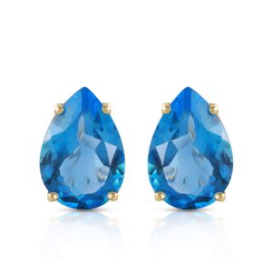 Galaxy Gold GG 14K Yellow Gold 10ct Blue Topaz French Clip Earrings