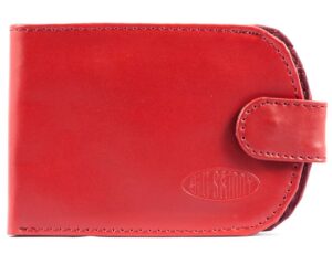 big skinny women's taxicat leather bi-fold slim wallet, holds up to 25 cards, red