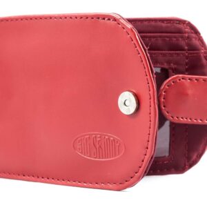 Big Skinny Women's Taxicat Leather Bi-Fold Slim Wallet, Holds Up to 25 Cards, Red