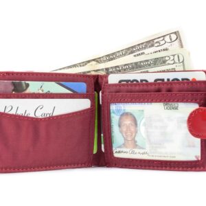 Big Skinny Women's Taxicat Leather Bi-Fold Slim Wallet, Holds Up to 25 Cards, Red