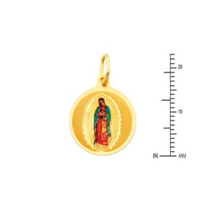 14k REAL Yellow Gold Religious Our Lady of Guadalupe Enamel Picture Charm Pendant