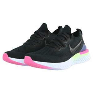 Nike Women's Epic React Flyknit 2 Running Shoe (7, Black/Saphire/Lime Blast)