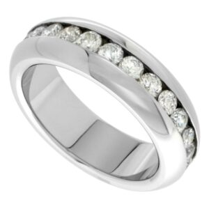 surgical stainless steel 7mm domed eternity wedding band ring 3mm cz stones highly polished, size 13