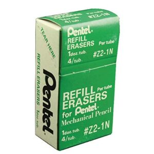 pentel mechanical pencil eraser refills, z2-1n, box of 12 tubes of 4 erasers (total 48 erasers)