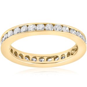 p3 pompeii3 14k yellow gold 1 ct tw round-cut natural diamond channel set ring women's stackable high polished eternity wedding anniversary band