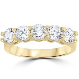 p3 pompeii3 2 ct diamond five stone wedding anniversary round cut ring 14k yellow gold - size 7