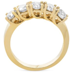 P3 POMPEII3 14k Yellow Gold 1 1/2 Ct T.W. Round-Cut Natural Diamond Wedding Ring Five Stone Anniversary Women's Stackable Band