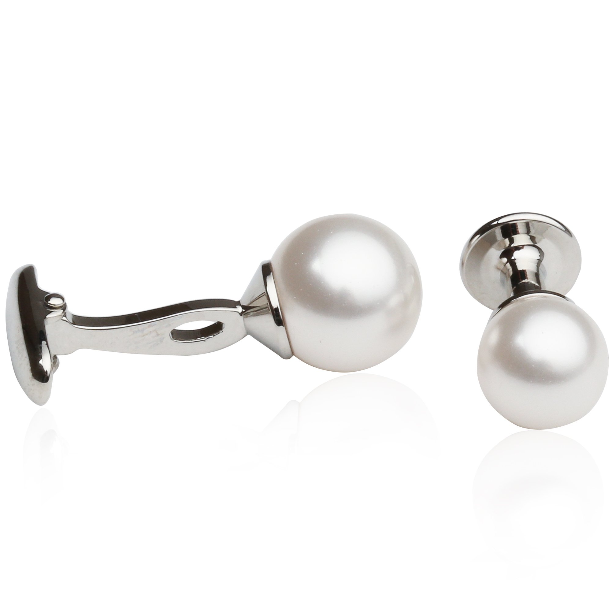 Mens White Swarovski Simulated Pearl Formal Set Cufflinks and Studs with Presentation Box